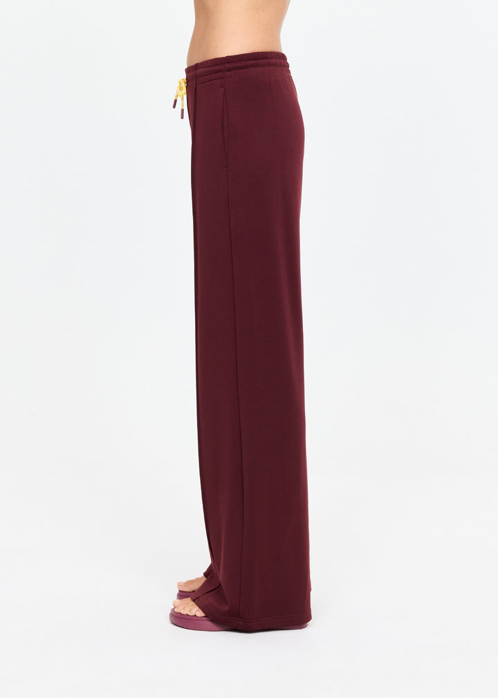 Marine Panelled Wide Leg Pant - Bordeaux