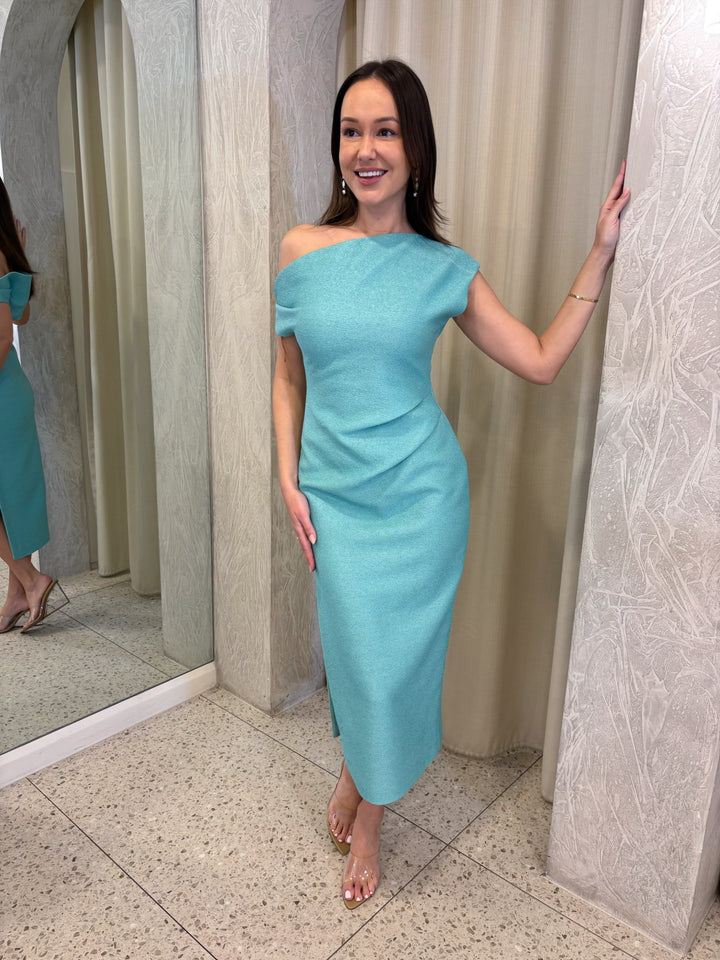 VENETIAN HOLIDAY MIDI DRESS - AQUA