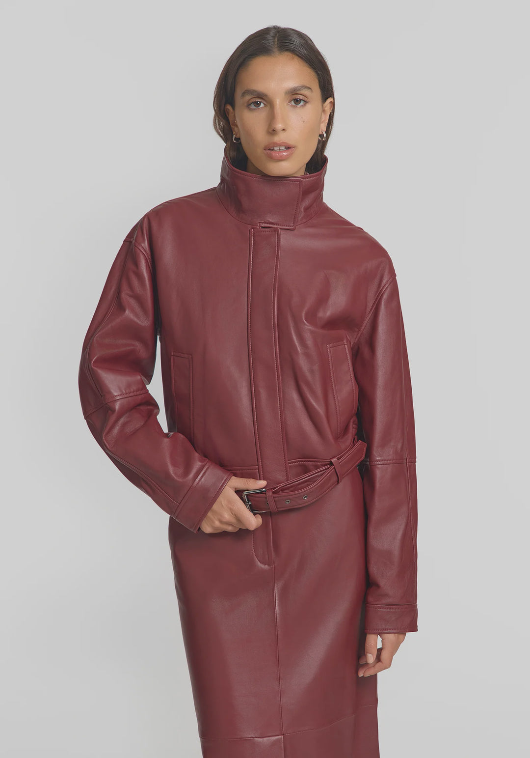 Rampage Leather Bomber Jacket - Sangria