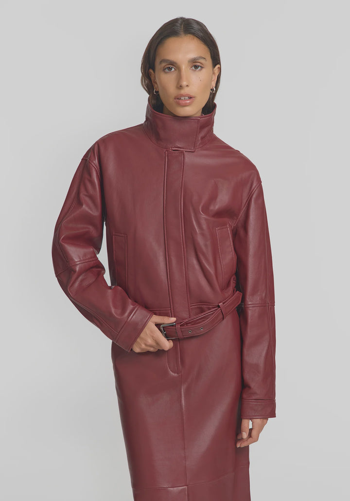Rampage Leather Bomber Jacket - Sangria