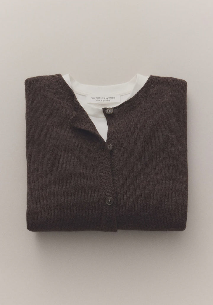 HART MERINO CARDIGAN - CHOCOLATE