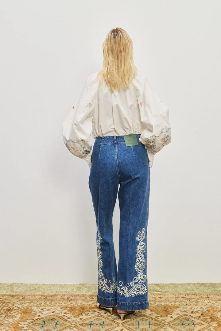Giulia Embroidered Blouse - Cream