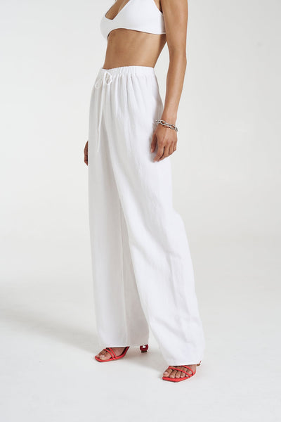 ELASTIC WAIST PANTS - ANGELIC WHITE