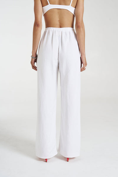 ELASTIC WAIST PANTS - ANGELIC WHITE