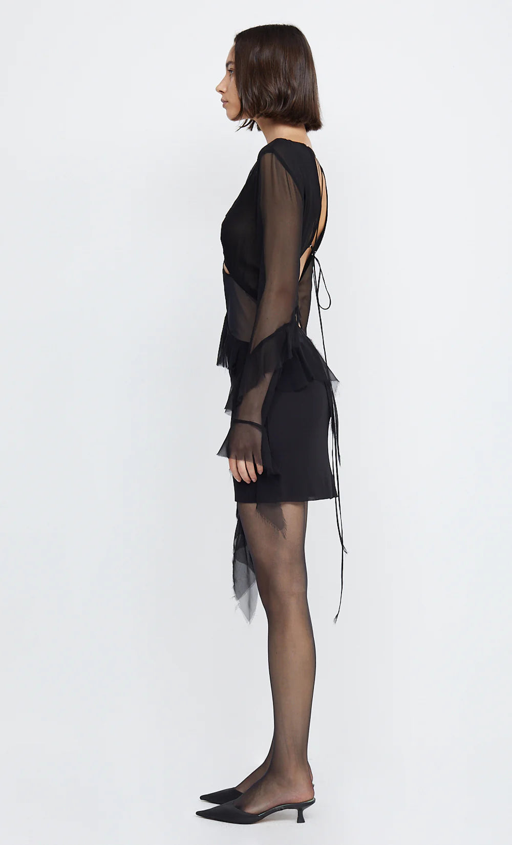 Aurelie Frill L/S Mini Dress - Black