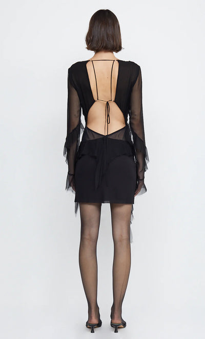 Aurelie Frill L/S Mini Dress - Black