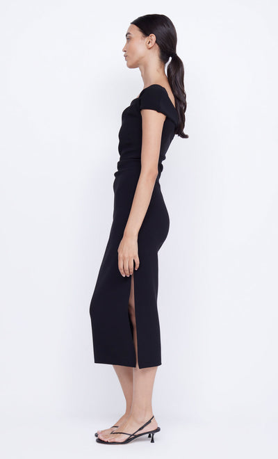 Elea Asym Midi Dress - Black