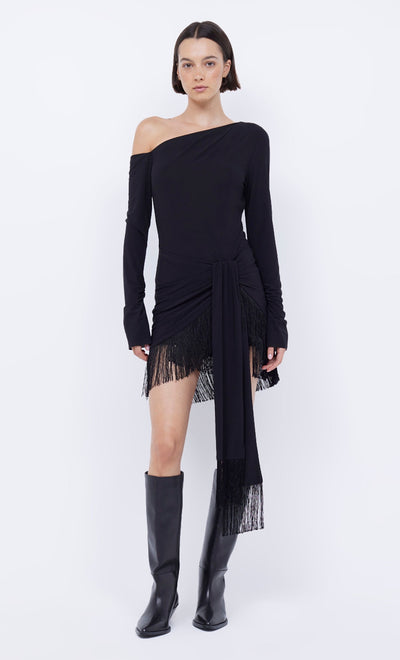 Nabila Sarong Mini Dress - Black