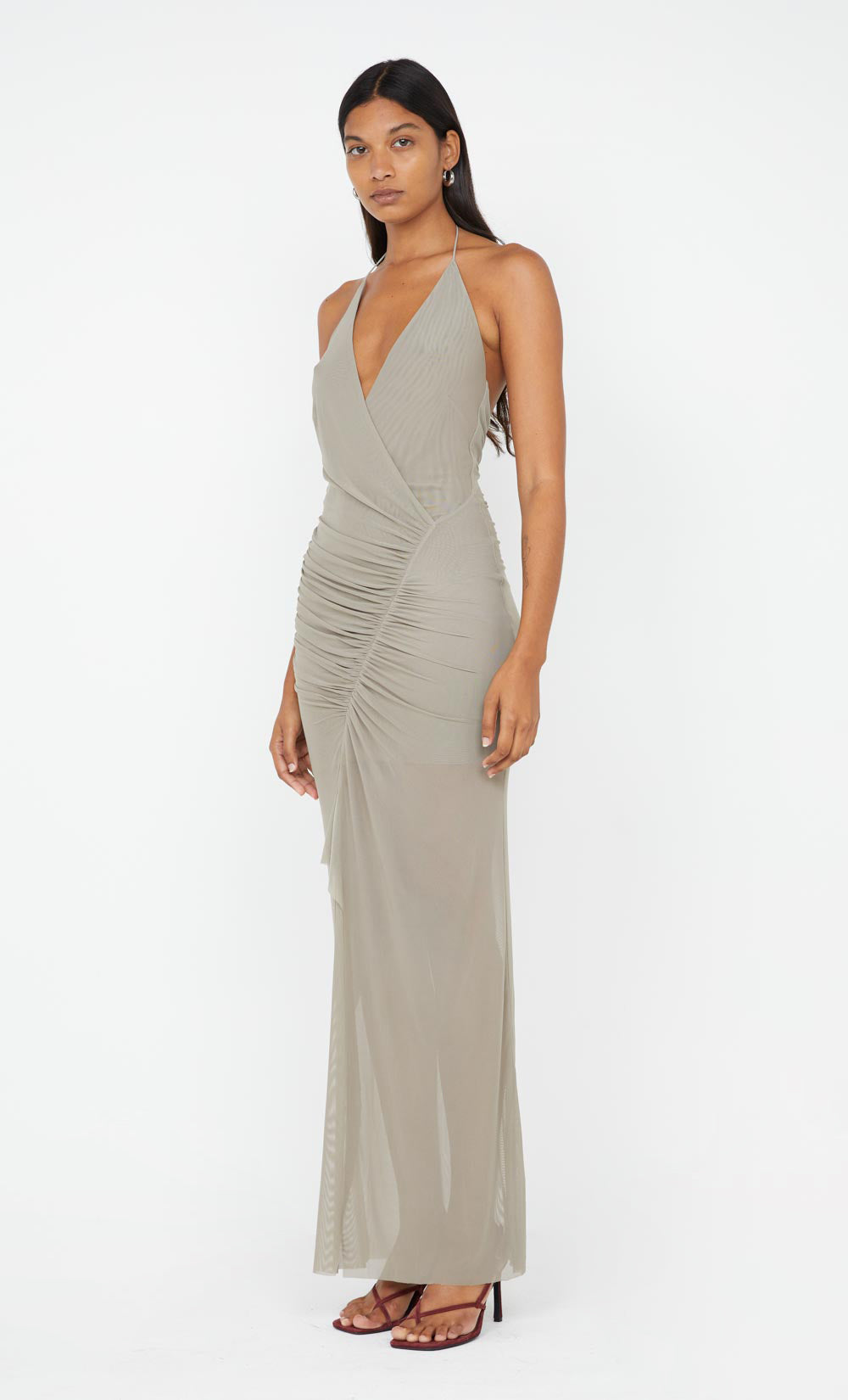 Sania Halter Dress - Taupe