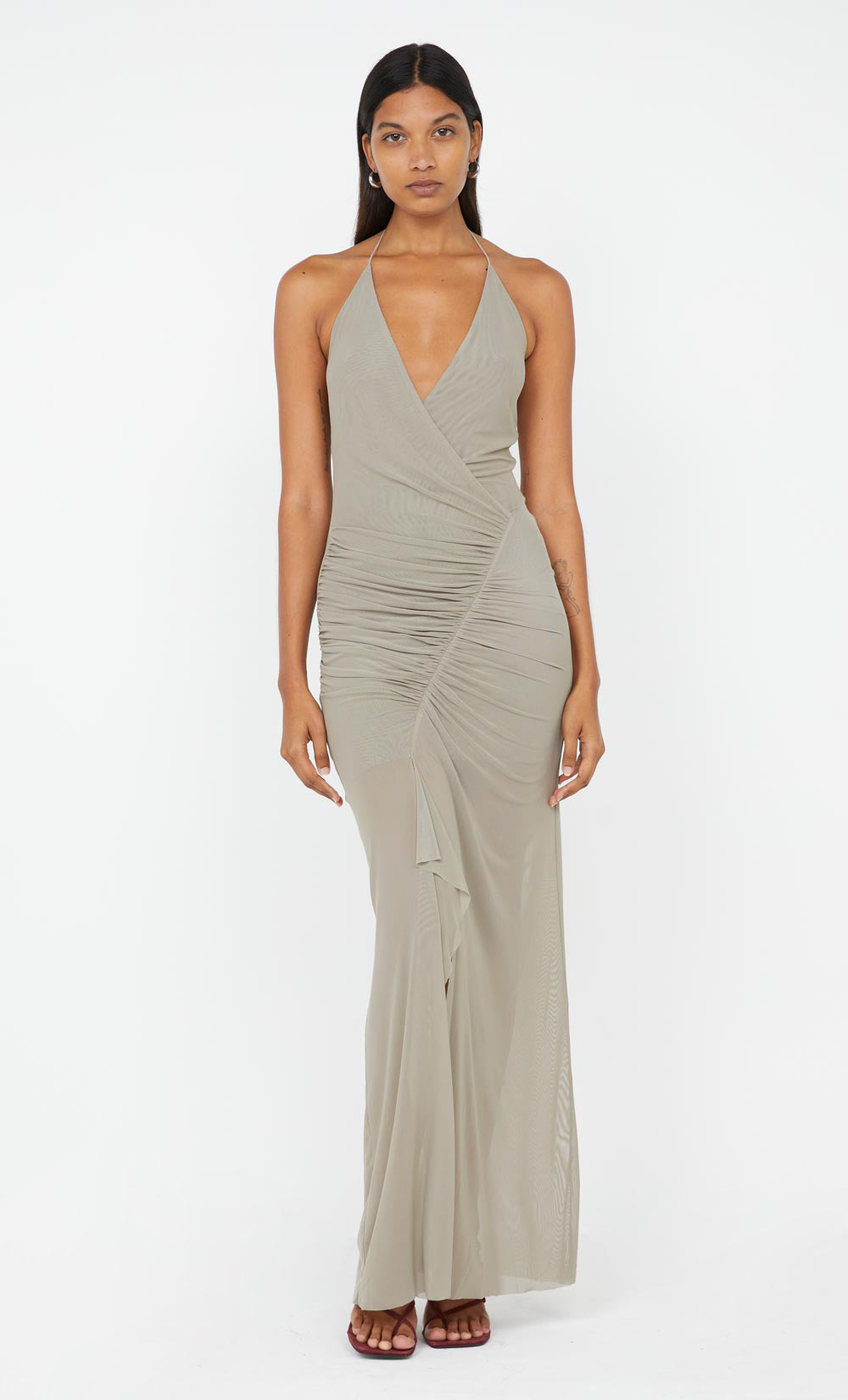 Sania Halter Dress - Taupe