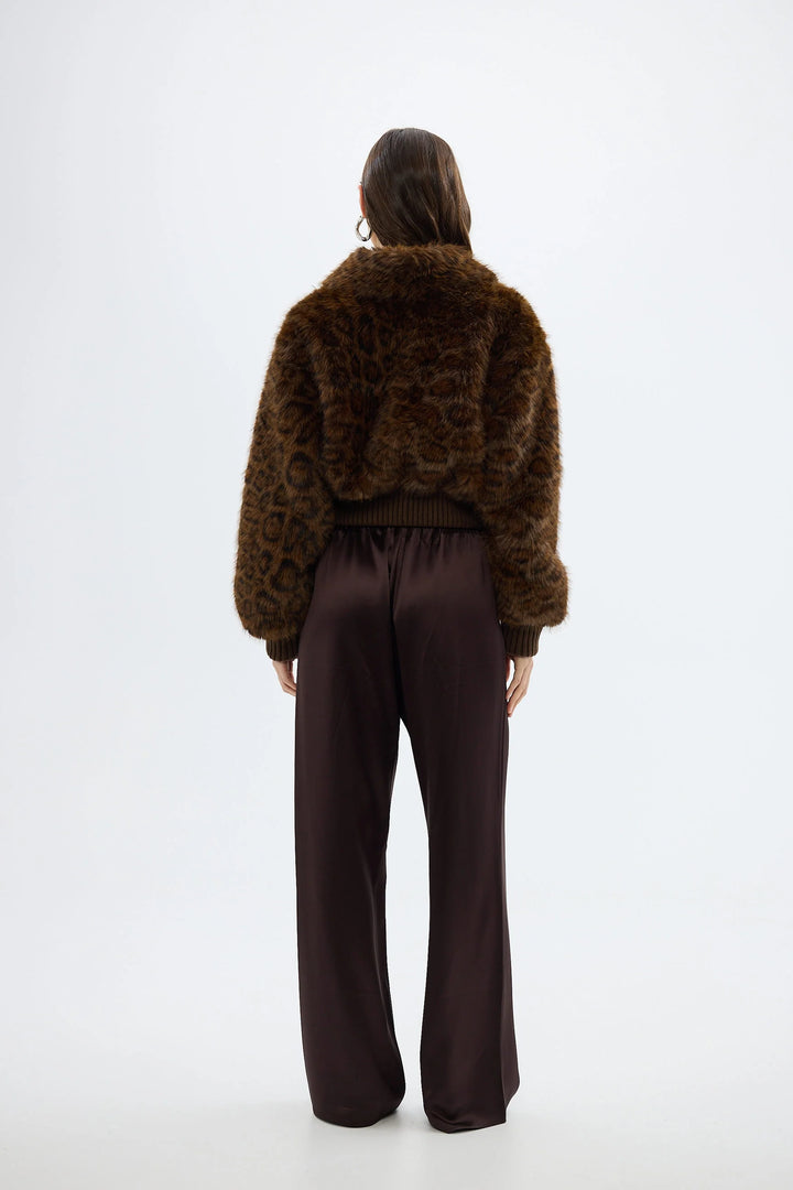 Hailey Faux Fur Bomber - Chocolate