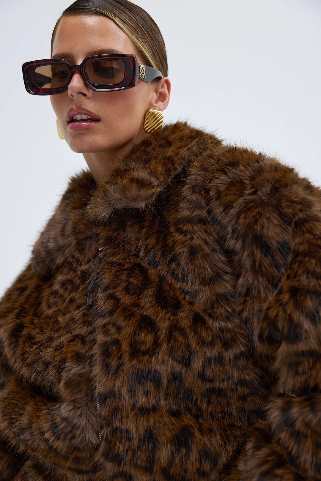 Hailey Faux Fur Bomber - Chocolate