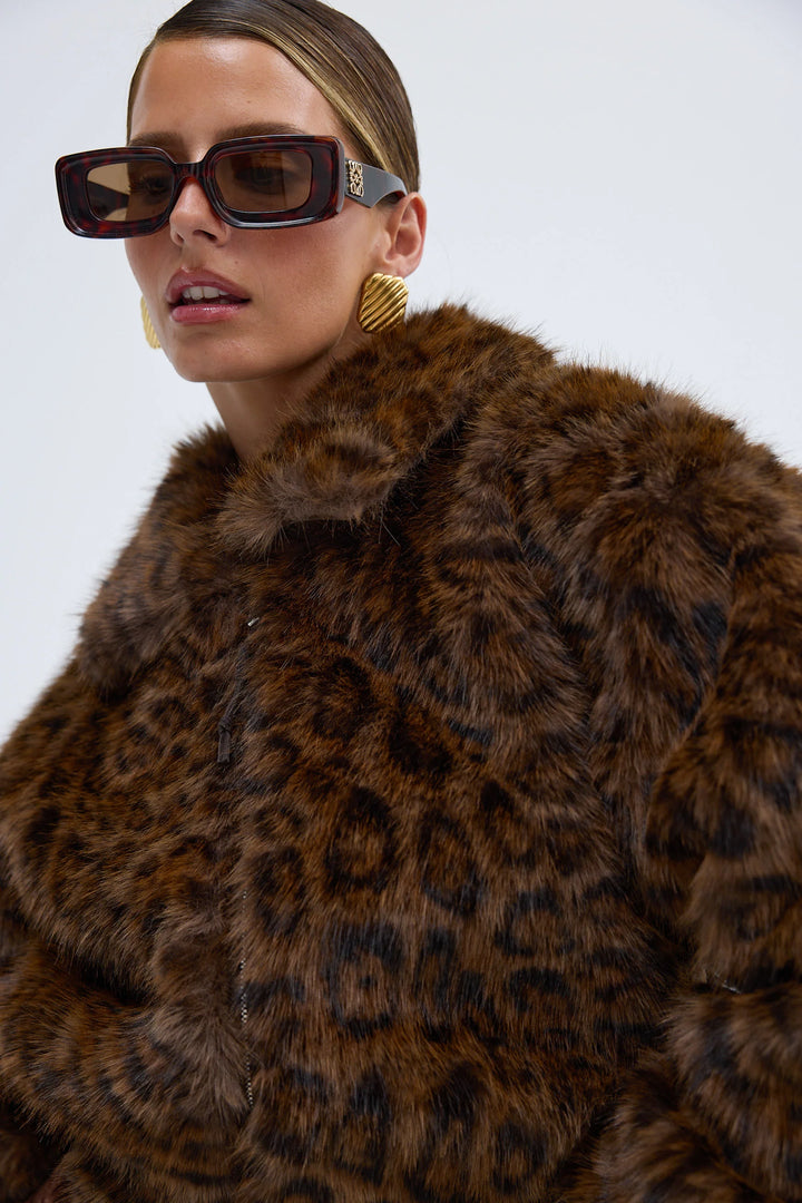 Hailey Faux Fur Bomber - Chocolate