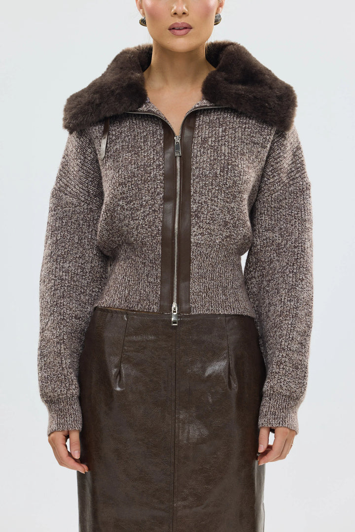 Ruby Wool Cardigan - Chooclate