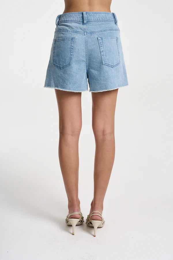 Denim Belt Short - Sky Blue Denim