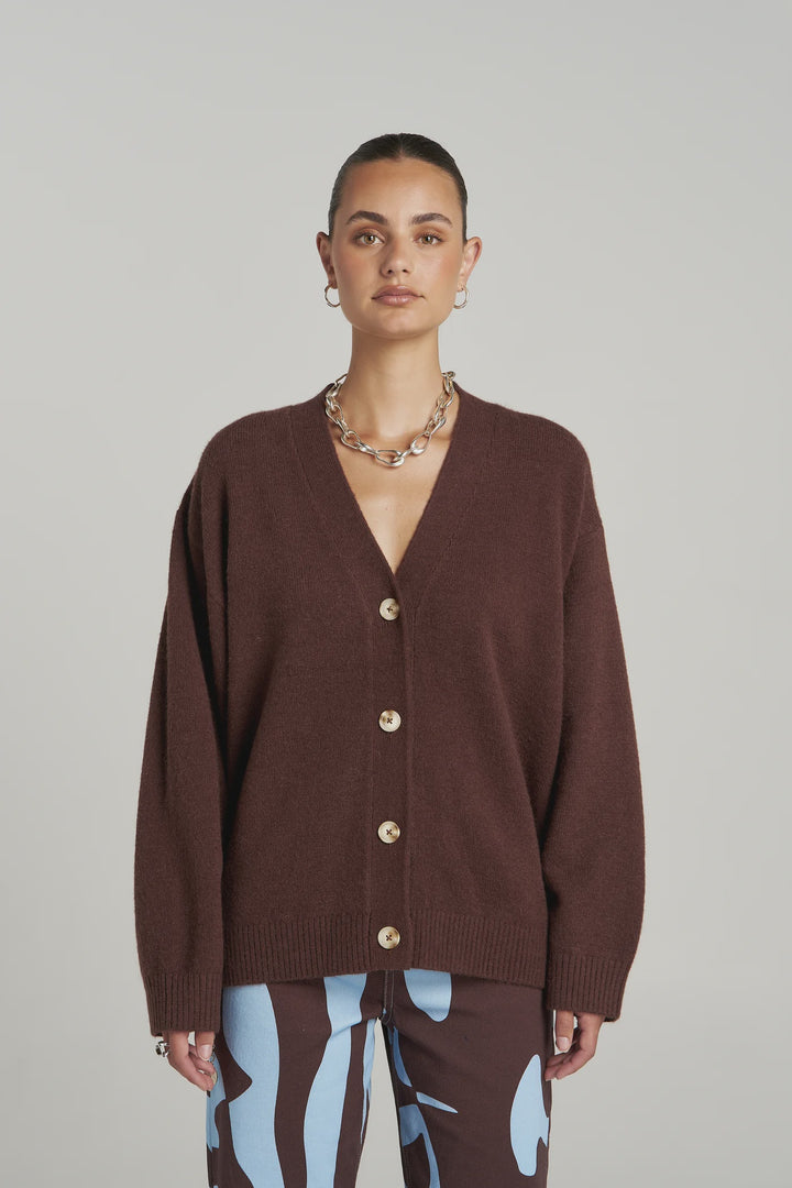 SLOUCHY CARDIGAN - ESPRESSO