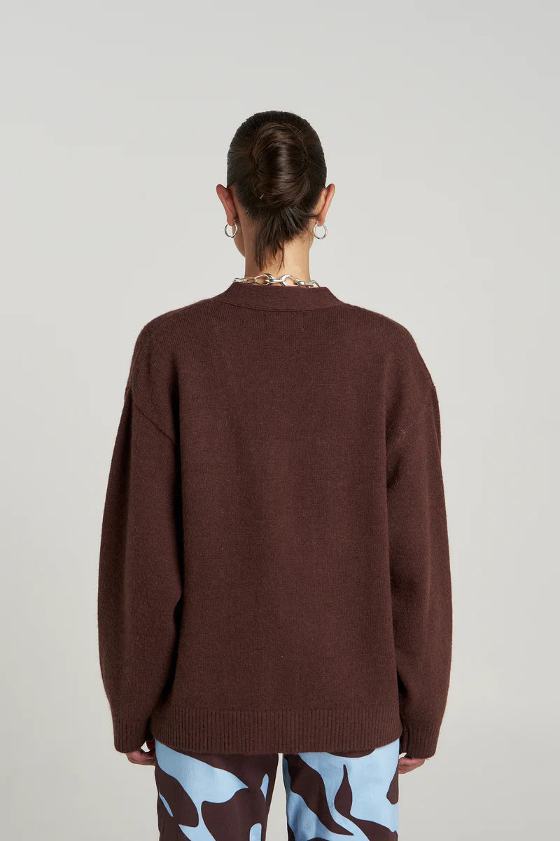 SLOUCHY CARDIGAN - ESPRESSO