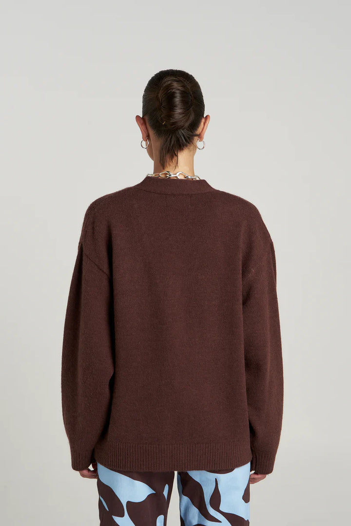 SLOUCHY CARDIGAN - ESPRESSO