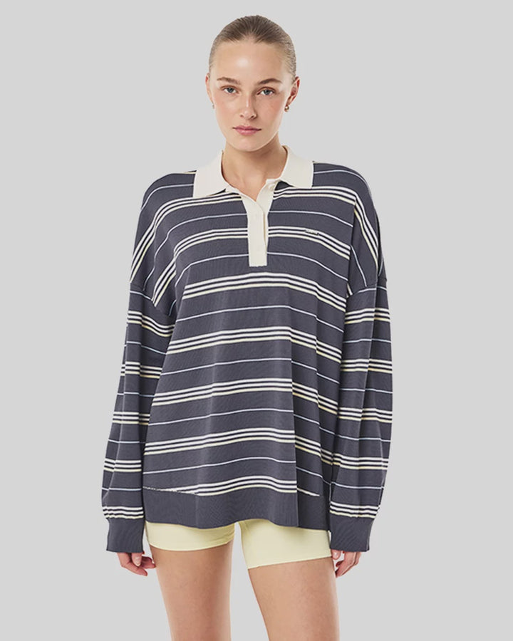 Strata Rugby Knit - Marine Blue Stripe Blud