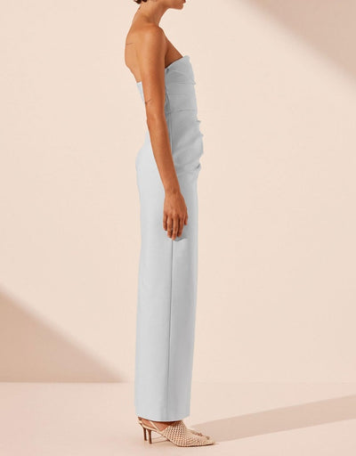 Lani Strapless Draped Maxi Dress - Sky