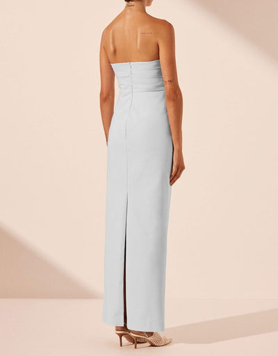 Lani Strapless Draped Maxi Dress - Sky