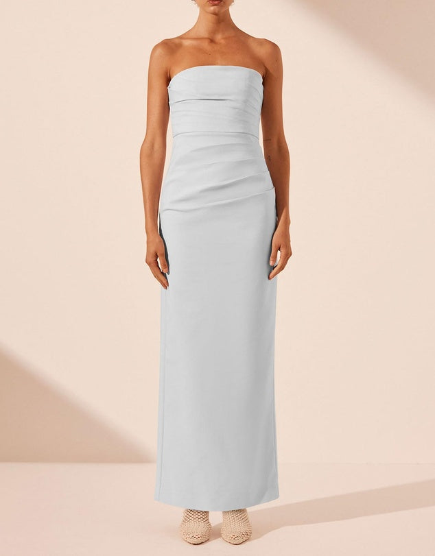 Lani Strapless Draped Maxi Dress - Sky