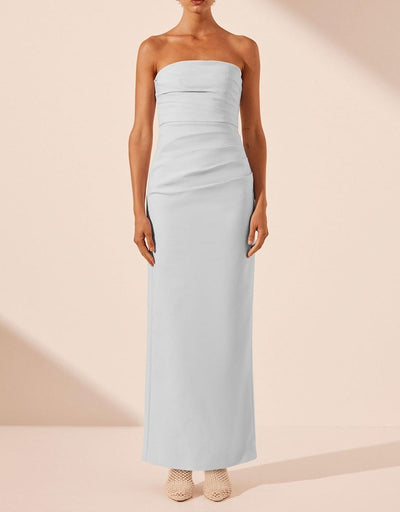 Lani Strapless Draped Maxi Dress - Sky