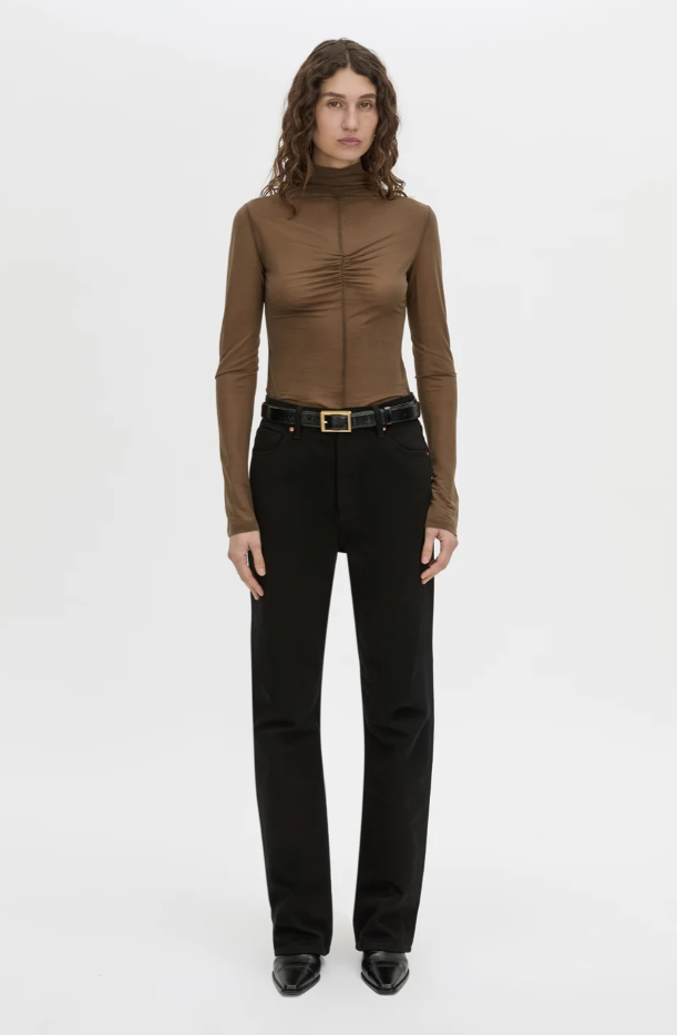Novel Long Sleeve Stocking Top - Khaki Top