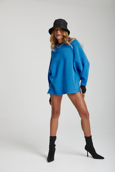 Oversized Knit Sweater - Cobalt