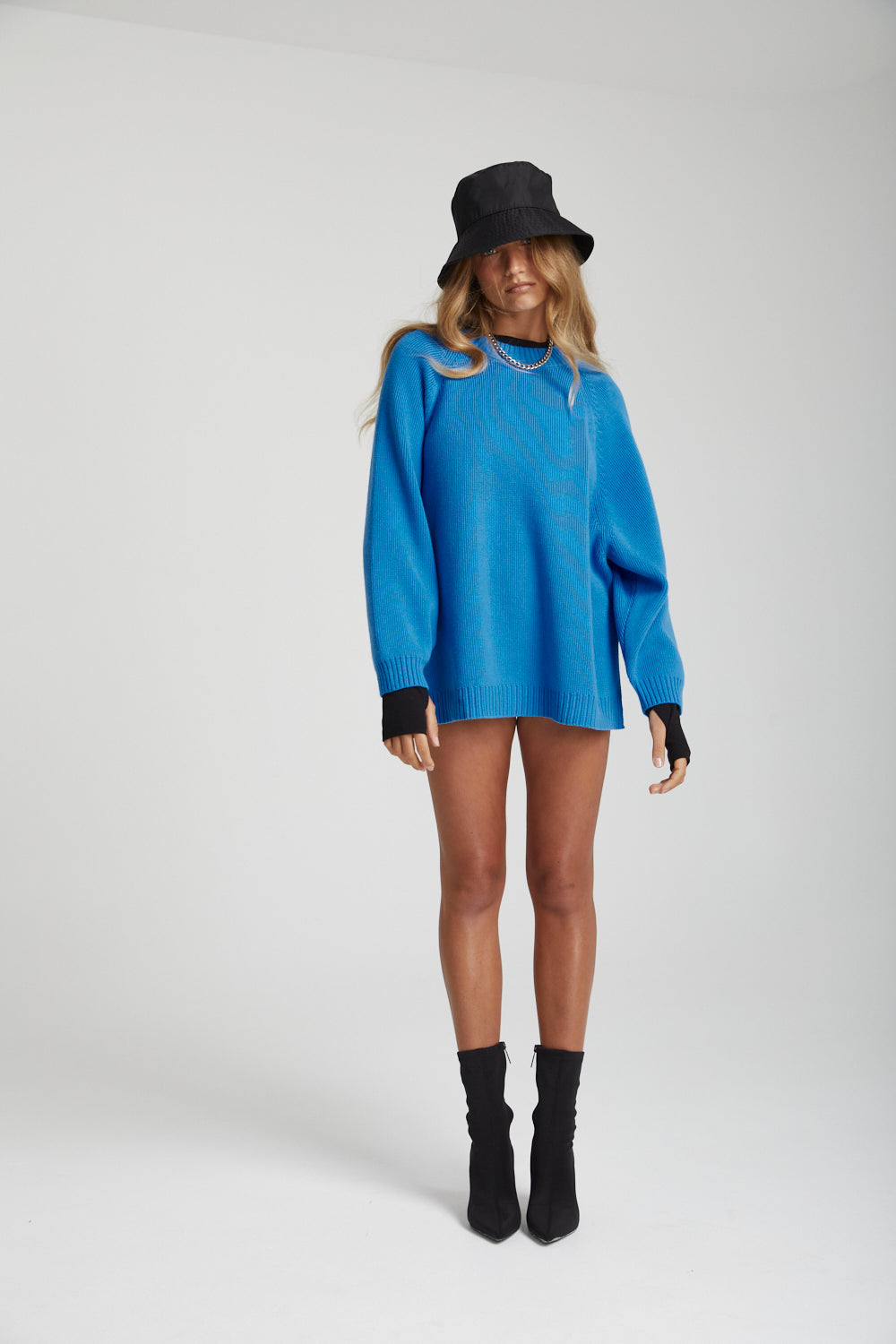 Oversized Knit Sweater - Cobalt