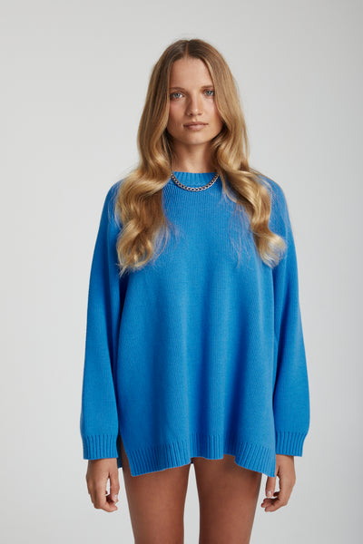 Oversized Knit Sweater - Cobalt