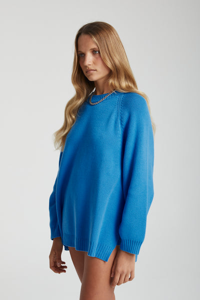 Oversized Knit Sweater - Cobalt