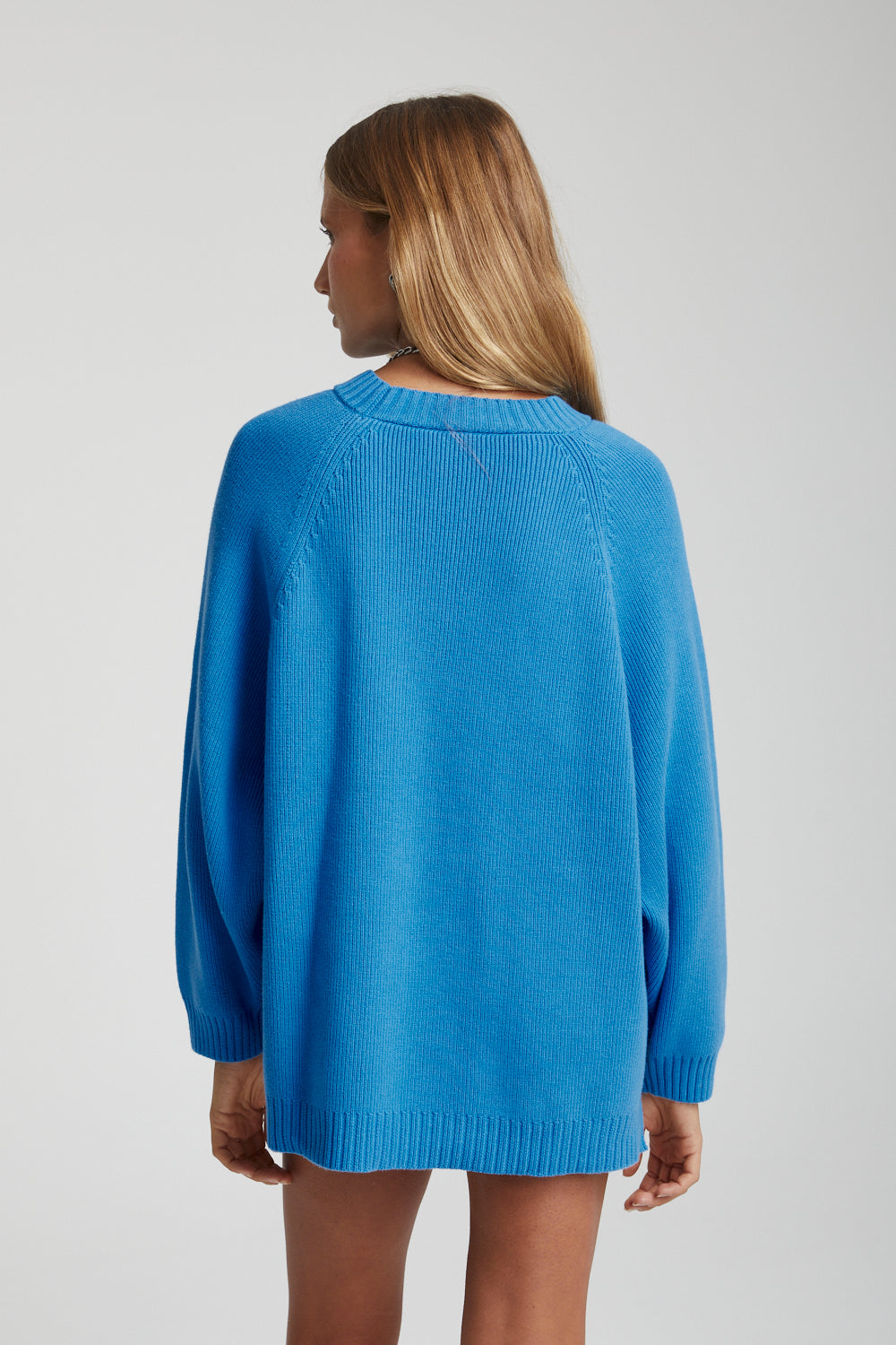 Oversized Knit Sweater - Cobalt