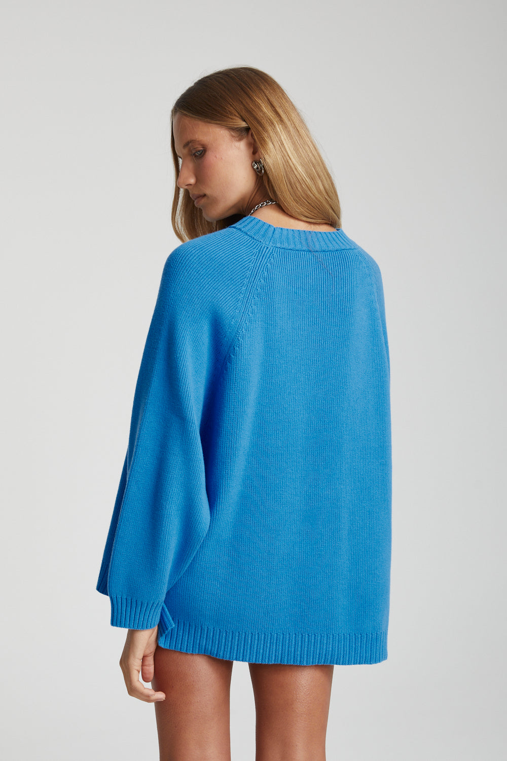 Oversized Knit Sweater - Cobalt