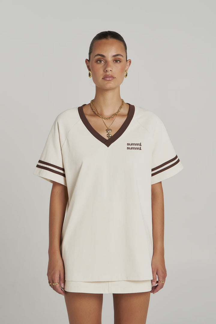 REVERIE V NECK - VANILLA/ ESPRESSO