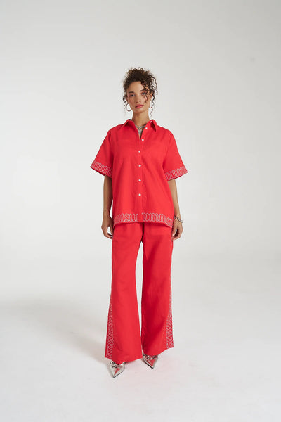 Sig Linen Shirt - Scarlet Summi