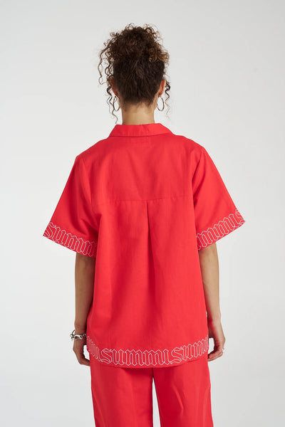 Sig Linen Shirt - Scarlet Summi