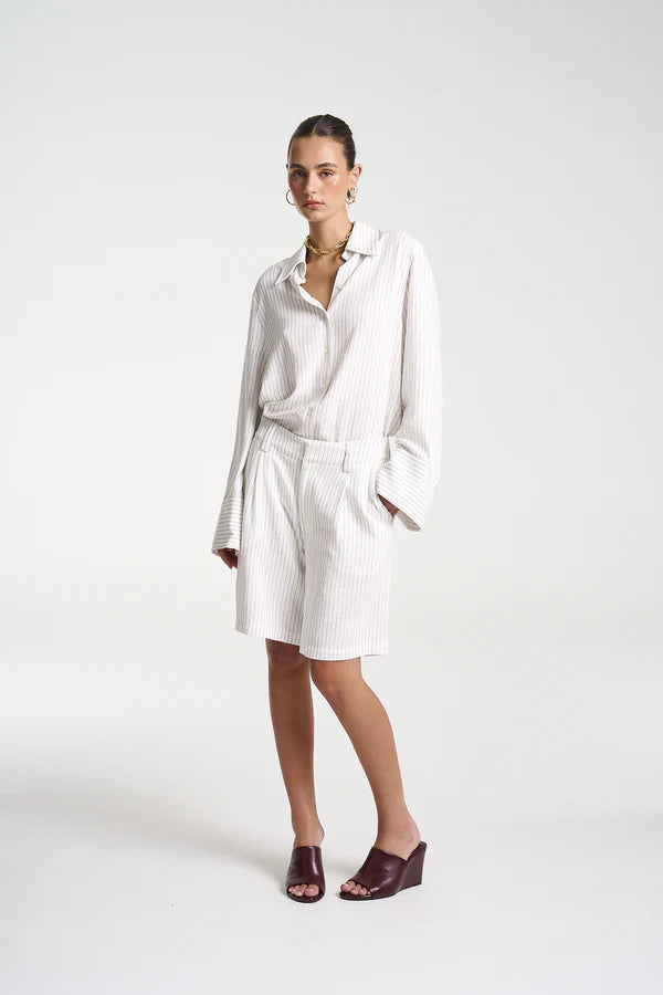 Pleated Bermuda Short - Pinstripe