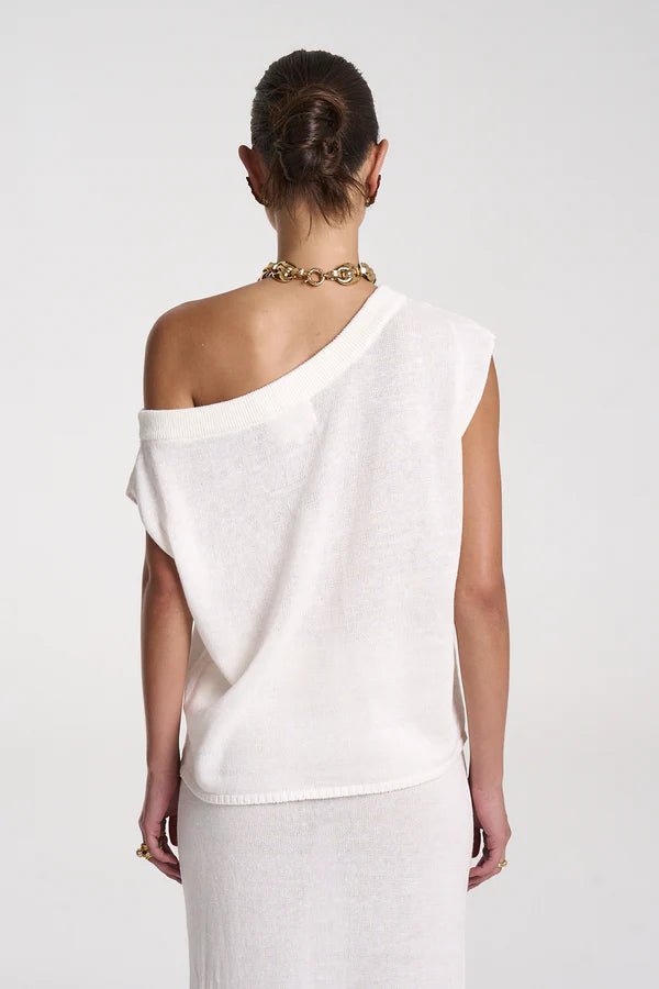 Knit Off Shoulder Top - White Wht