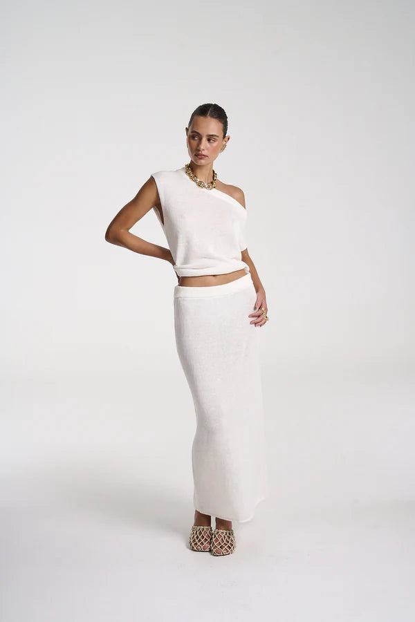 Knit Maxi Skirt - White