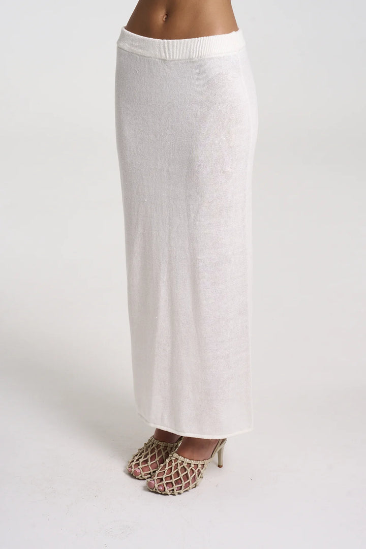 Knit Maxi Skirt - White
