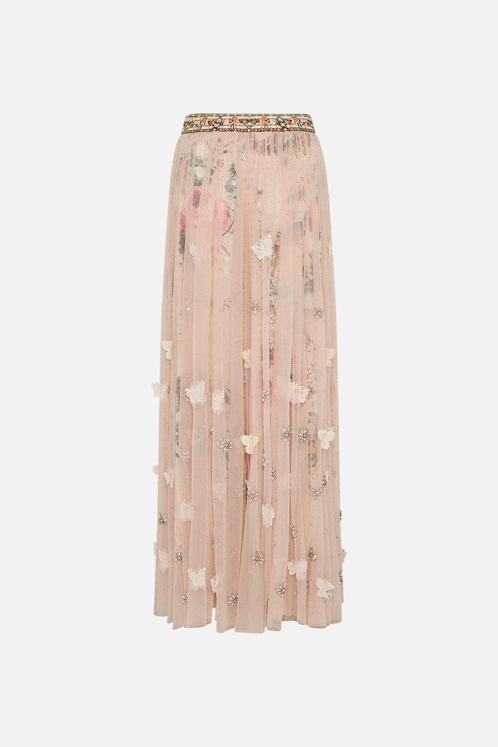 Long Tulle Skirt With 3D Lace & Flowers - Rose Garden Revolution