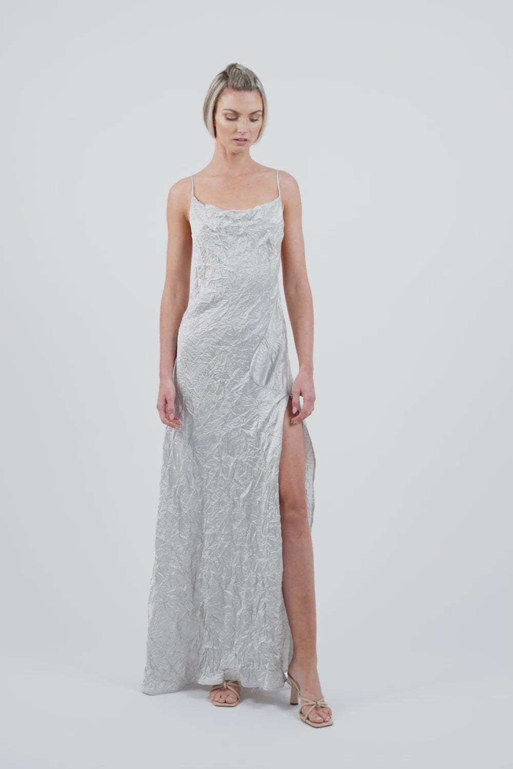 Siren Maxi Dress - Silver Varakh