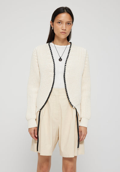 Lace Detailed Knitted Cardigan - Off White