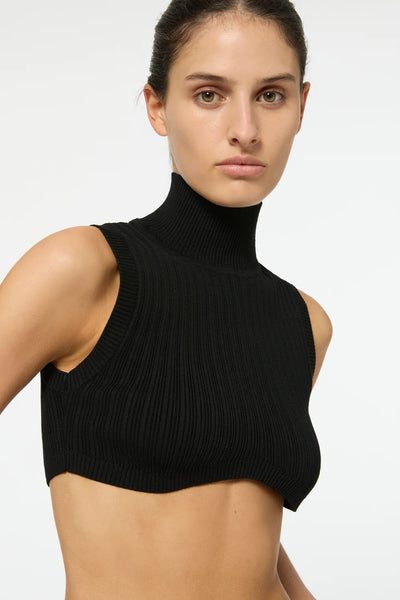 Word Is Out Crop Knit Top - Black
