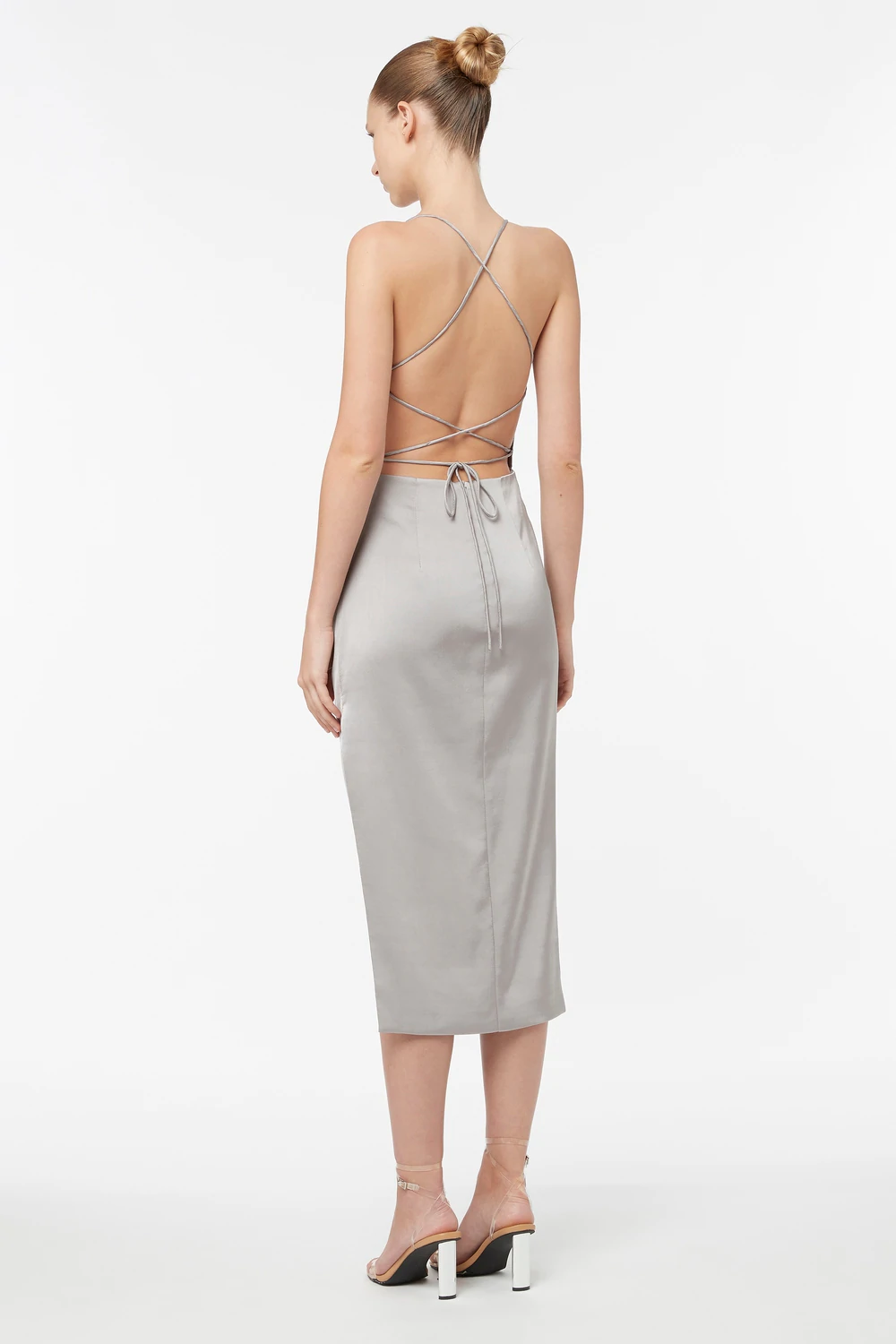 Grey backless dress best sale