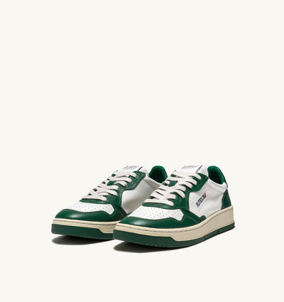 Medalist Low Sneakers in White and Green Leather