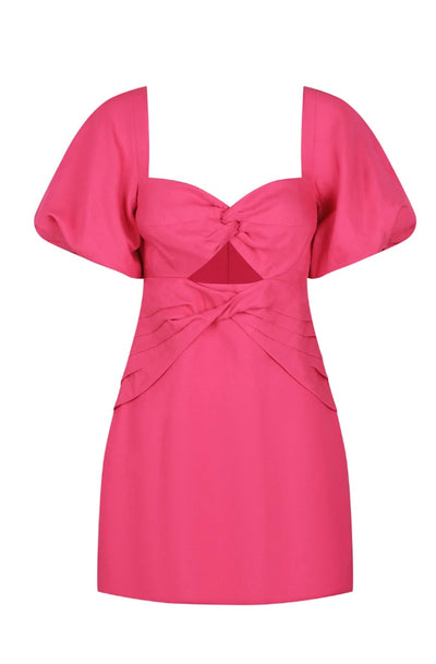 Joanine Double Twist Mini Dress - Azalea Pink