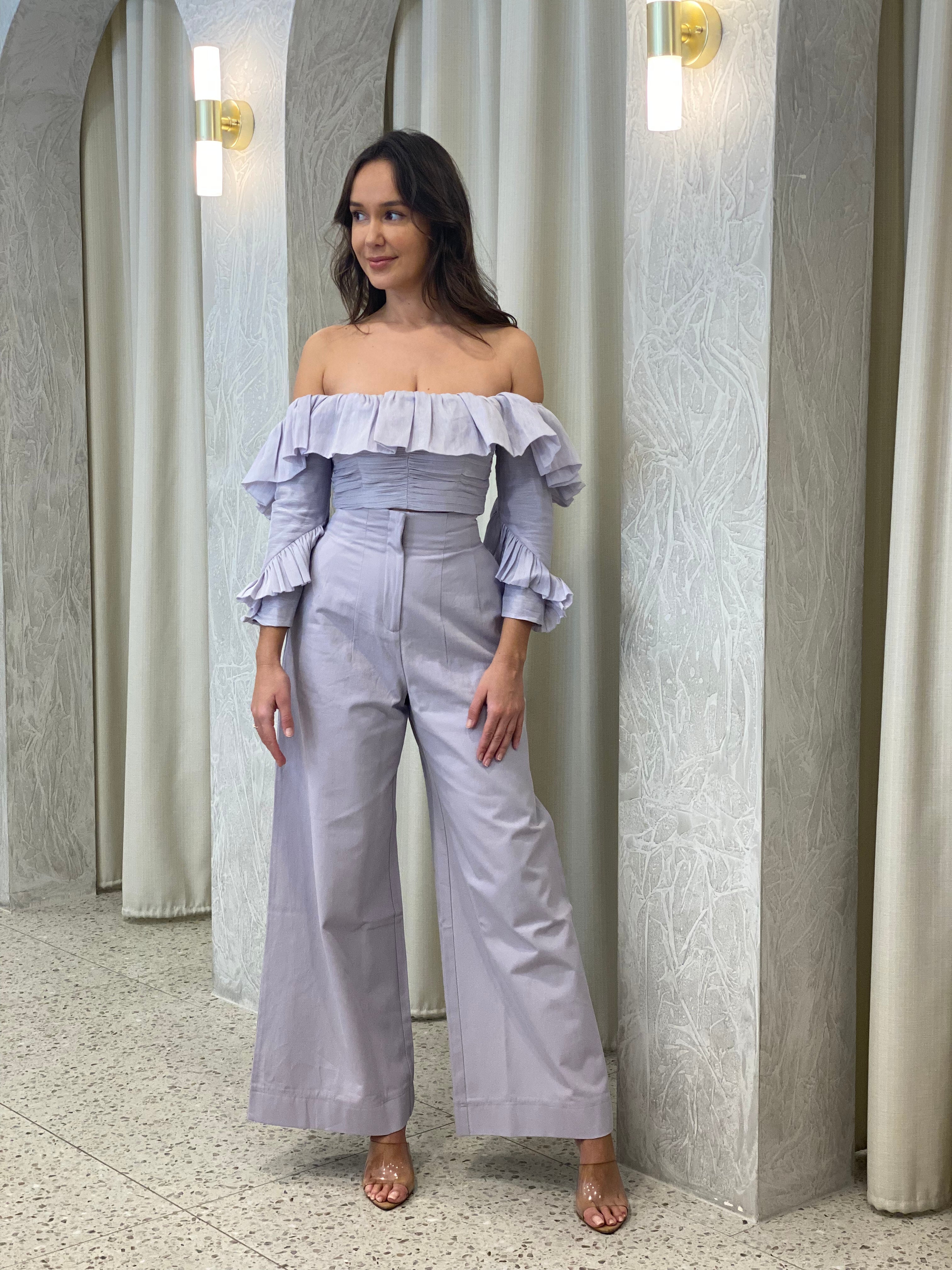 lilac ruffle top