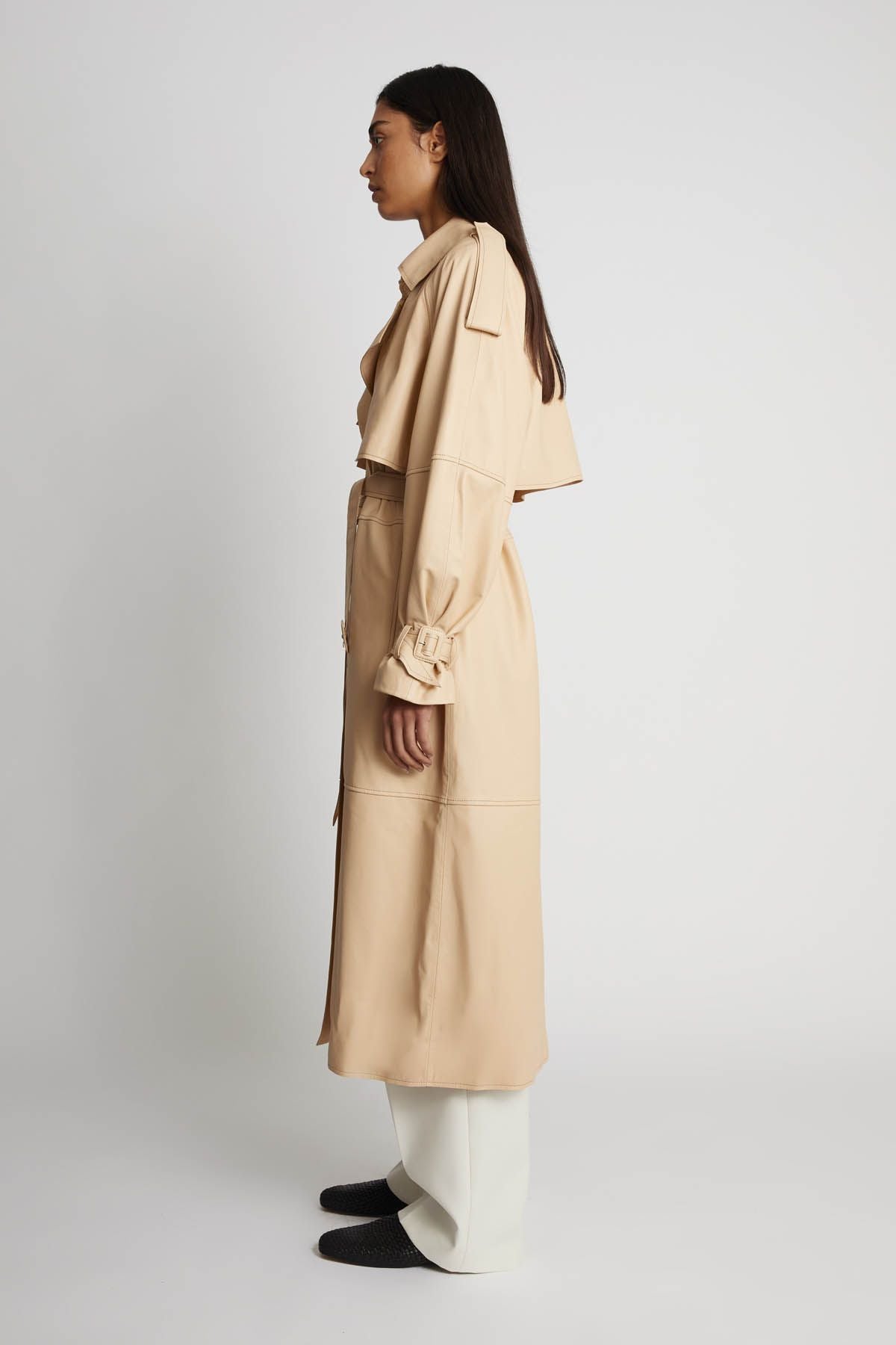 Jean Leather Trench - Cream
